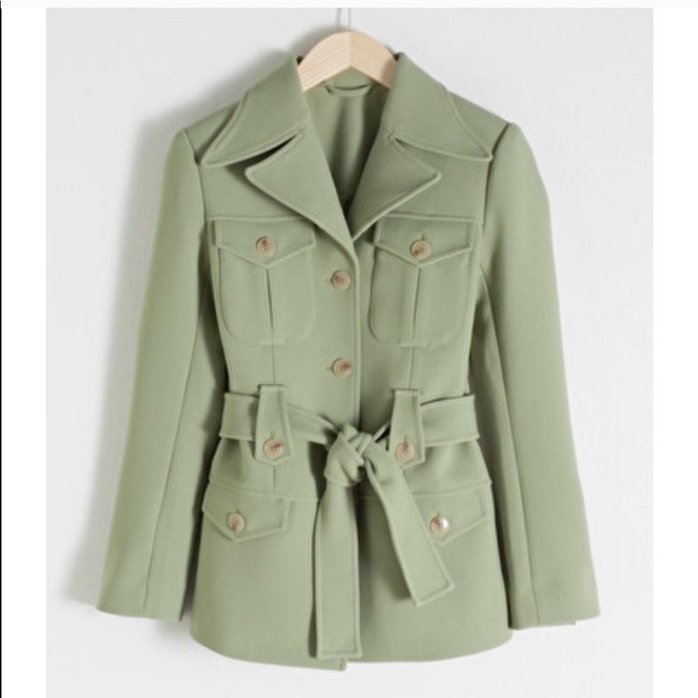 & other stories pistachio belted workwear jacket